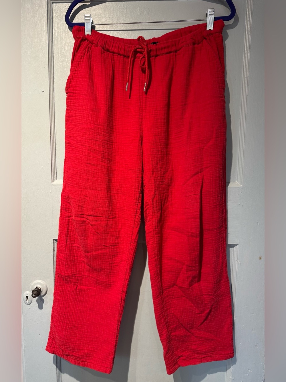 Quince Red Women's Drawstring Doube Gauze Pants